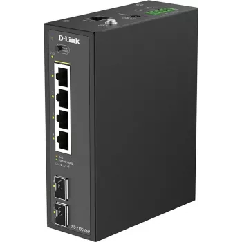 D-Link DIS-210G-06P commutateur industriel Smart Managed Gigabit PoE+, 4 ports PoE+, 2 SFP, 120W