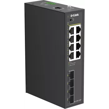 D-Link DIS-210G-12UP commutateur industriel Smart Managed, 12 ports Gigabit, 8 PoE+, 240W, rail DIN/mural