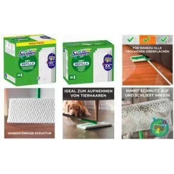 Recharges de lingettes sèches Swiffer pour sol lot de 18