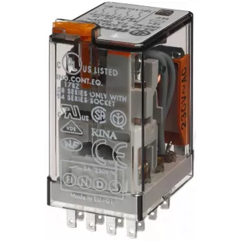 Relais enfichable industriel miniature Finder 55.34.8.230.5050, 4PDT, 230 V AC, 7 A