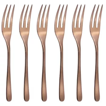 Ensemble de 6 fourchettes à gâteau Sambonet Taste, cuivre