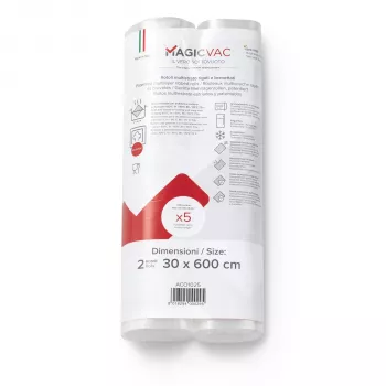 Magic Vac 2 rouleaux de film de mise sous vide avec étiquette 30 cm x 6 m