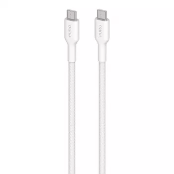 Câble USB-C vers USB-C tressé PURO Fabric Heavy Duty 1,2 m blanc