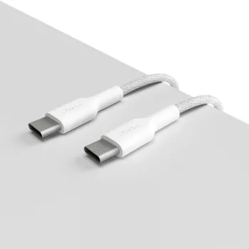Câble USB-C vers USB-C tressé PURO Fabric Heavy Duty 1,2 m blanc