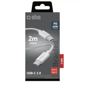 Câble USB-C vers USB-C SBS TECABLE TISSUE TCC2G 2 m 60W Power Delivery - gris