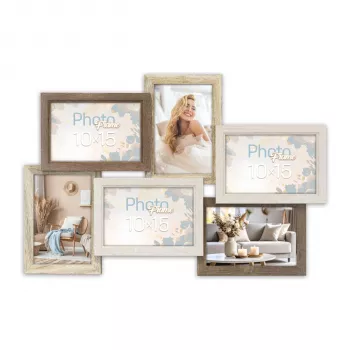 ZEP Trani 6Q SH566 Cadre de galerie multi-photos en MDF pour 6 photos 10x15 cm noir