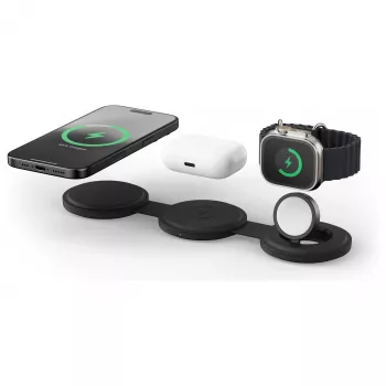 Satechi OntheGo chargeur sans fil 3-en-1 avec Qi2, noir, 15W, ST-QTG31K