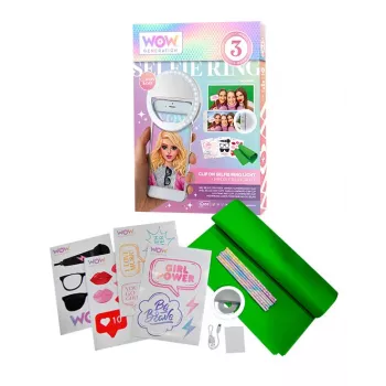 KIDS ring light LED pour téléphone selfie vlog + kit d'accessoires fond vert 1,5x1 m Wow Generation / Wow00024