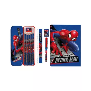 Kit de papeterie scolaire KIDS 11 en 1 Spider-Man avec trousse, crayons de couleur, carnet A5 et plus