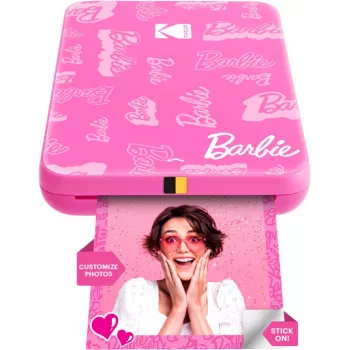 Imprimante photo instantanée KODAK Step Slim Barbie - Bluetooth 5.0, technologie ZINK Zero Ink, tirages 2x3 inch, Barbie Pink