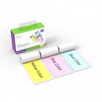 Recharges de papier thermocollant pour appareil photo myFirst Camera Insta Wi - 3 rouleaux (rose, bleu, jaune) - 9 m au total