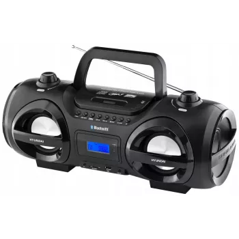 Hyundai TRC985BT Portable CD Boombox with Bluetooth, FM/AM Radio, MP3/USB Playback, Black