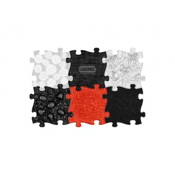 Ensemble de tapis sensoriels orthopédiques Muffik 6 en 1 Baby noir et blanc 6 tapis puzzle sensoriels Muffik MFK-023-3