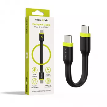 Mobile Origin câble compact USB-C vers USB-C noir 10 cm