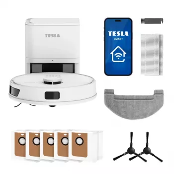Aspirateur robot Tesla RoboStar iQ660 Plus avec navigation LiDAR, fonction lavage et station de charge, blanc