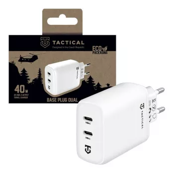 Chargeur mural Tactical Base Plug Dual 40W blanc GaN