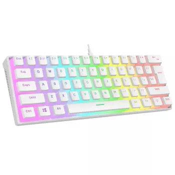 Clavier mécanique gaming Rampage Radiant K11 60 %, blanc, switch bleu, RGB