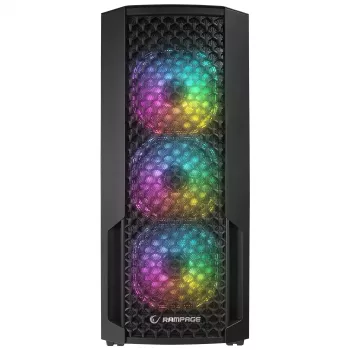 Boîtier PC moyen tour Rampage Shelob, 4 ventilateurs ARGB, verre trempé, noir