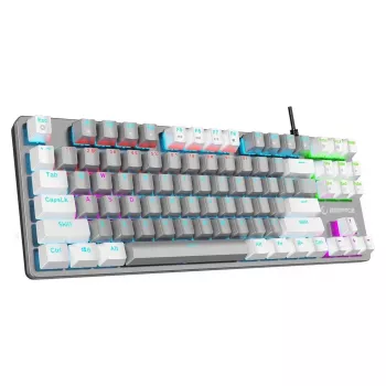 Clavier gaming mécanique Rampage Snug RGB KRGD Blue, tenkeyless, gris-blanc