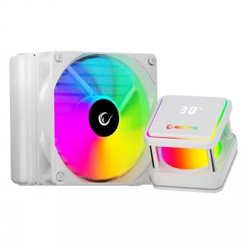 Refroidisseur CPU liquide tout-en-un Rampage INFINITE V120 120mm ARGB, affichage de température, blanc