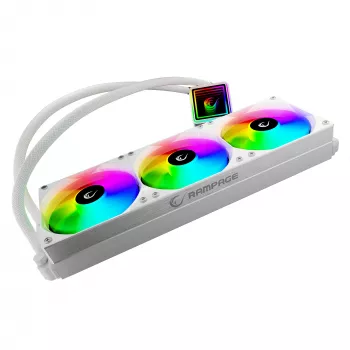 Refroidisseur CPU liquide tout-en-un Rampage INFINITE V360 360mm ARGB, affichage de température, blanc