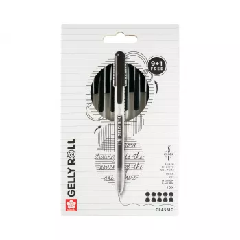 Stylo gel rétractable Gelly Roll Classic Sakura 9+1 gratuit transparent 0,4 mm encre noire lot de 10