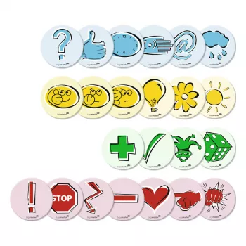 LEGAMASTER cartes de modération symboles 9,5 cm rondes assorties lot de 250