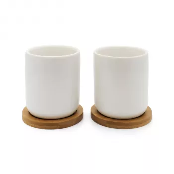 Ensemble de tasses à thé Bredemeijer Duet 1x2 200 ml avec dessous de verre en bambou 142013