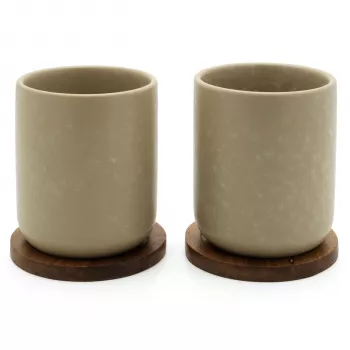 Ensemble de 2 tasses à thé Bredemeijer Umea 2x 200 ml beige avec sous-tasses 142025
