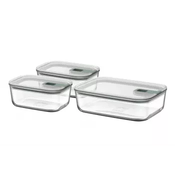 MEPAL EasyClip lot de 3 boîtes de conservation, vert nordique (2x 0,7 L, 1x 1,5 L)