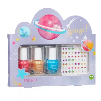 Ensemble de vernis à ongles pour enfants SOUZA! Galaxy - 3 vernis à ongles à l'eau à peler avec autocollants