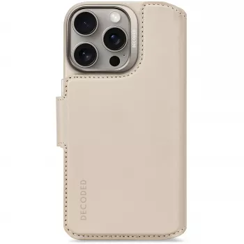 Étui portefeuille amovible en cuir Decoded pour iPhone 16 Pro avec MagSafe (Clay)