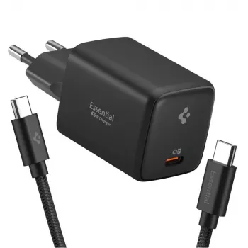 SPIGEN EE451EU chargeur secteur ESSENTIAL 1-PORT 45W + câble TYPE-C noir