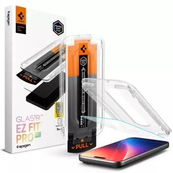 Protection d'écran en verre trempé Spigen GLAS.TR EZ Fit Pro pour Apple iPhone 16 Pro Max / 17 Pro Max, transparente, lot de 2