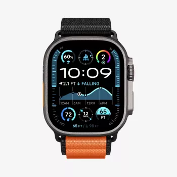 Bracelet Spigen WBF1 pour Apple Watch 8 / 9 / 10 / 11 / SE / Ultra (44 / 45 / 46 / 49 mm), noir/orange