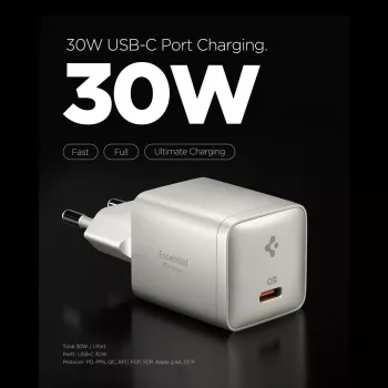 SPIGEN EE301EU-GAN ESSENTIAL chargeur réseau 1-PORT 30 W titane naturel