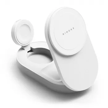 RINGKE Chargeur sans fil pliable magnétique MagSafe 3-en-1 25W Qi2 blanc