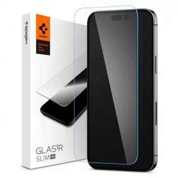 Protection d'écran Spigen Glas tR Slim HD pour Apple iPhone 14 Pro Max, verre trempé, dureté 9H, résistant aux rayures, transparent, 1 pack