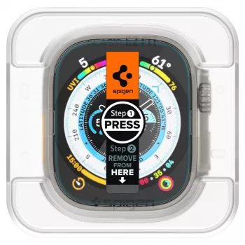 Protection d'écran en verre trempé Spigen Glas.tR EZ Fit pour Apple Watch Ultra (49 mm) - lot de 2 - transparent
