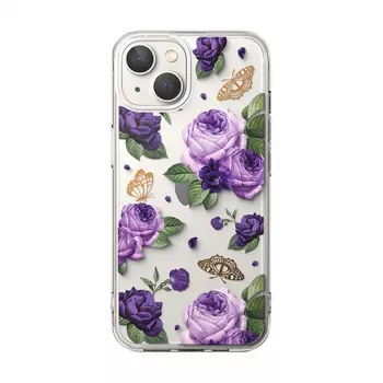Coque de protection hybride Fusion Design Ringke pour Apple iPhone 14 Plus, transparente avec cadre Purple Rose, certifiée MIL-STD 810G-516.6