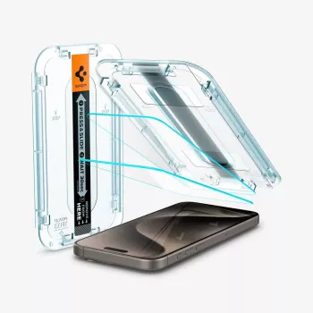 Protection d'écran en verre trempé Spigen GLAS.tR EZ FIT lot de 2 pour iPhone 15 Pro