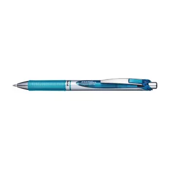 Pentel EnerGel Xm Stylo gel rétractable - encre bleu clair - 0,35 mm pointe aiguille - corps bleu - grip en caoutchouc