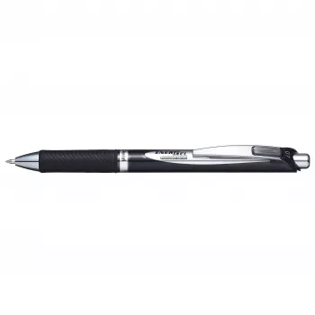 Pentel BLP77-AX Stylo gel rétractable - encre noire - 0,7 mm - à base de pigment - corps noir - clip argenté - boîte