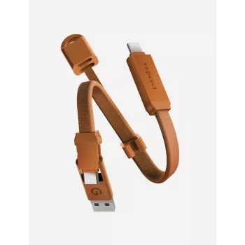 ENERGEA Sheath Key 2-in-1 USB-C to USB-C/USB-A Cable 15cm Orange