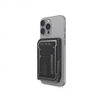 Batterie externe Skinarma Nexus Mecha Magnetic avec béquille, 5000 mAh, 20 W PD USB-C MagSafe, noire