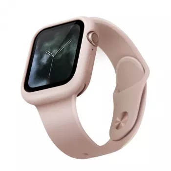 UNIQ Lino étui Apple Watch pour Series 4/5/6/SE/SE3 44 mm - rose poudré