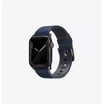 UNIQ Straden bracelet hybride en cuir pour Apple Watch 42/44/45/49 mm bleu