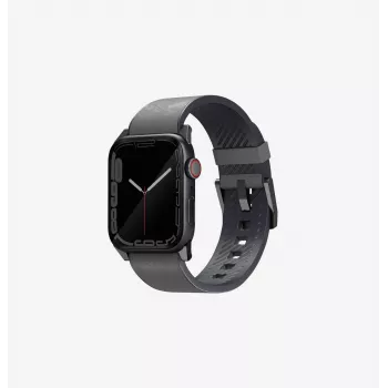 UNIQ Straden bracelet hybride en cuir pour Apple Watch Series 1/2/3/4/5/6/7/8/9/10/11/SE/SE2/SE3/Ultra/Ultra 2/Ultra 3 42/44/45/49 mm - gris