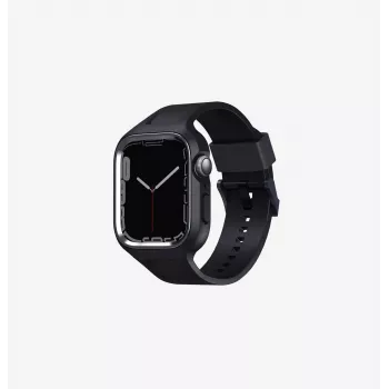 Bracelet UNIQ Monos 2 en 1 avec coque pour Apple Watch Series 4/5/6/7/8/9/SE/SE2/SE3 44/45 mm noir minuit