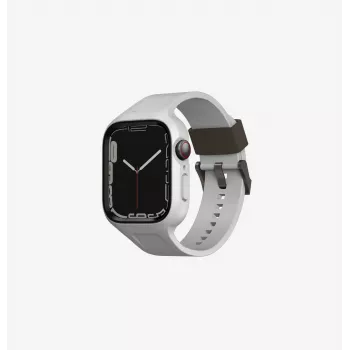 UNIQ Monos Bracelet 2 en 1 pour Apple Watch avec coque Series 4/5/6/7/8/9/SE/SE2/SE3 44/45 mm Chalk Grey